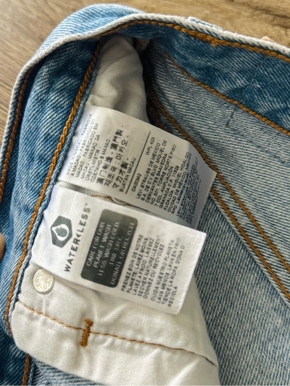Levi's Light Blue Distressed Denim Shorts - Picture 8 of 8